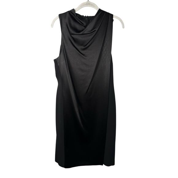 Halston Heritage Black High Draped Neck Sleeveless Dress Women's Large - Picture 2 of 11